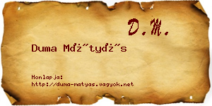 Duma Mátyás névjegykártya